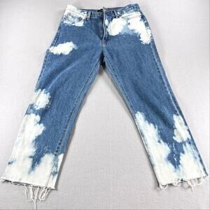 Just Black Denim Bleach Cloud Wash Raw Hem Straight Jeans 28
